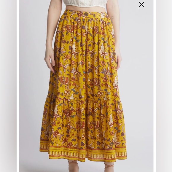 NWT Cleobella Charlene Mixed Print Organic Cotton Voile Maxi Skirt size medium. - Picture 2 of 12